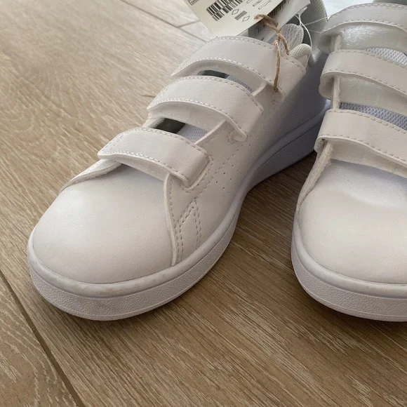 Adidas Stan Smith Velcro 3 strap sneakers, white w/green back, size 1.5, NWT - Picture 9 of 11